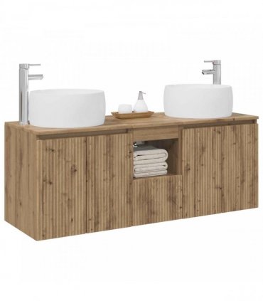 vidaXL Bathroom Cabinet Set 3 pcs Artisan Oak 129 x 44.5 x 80 cm