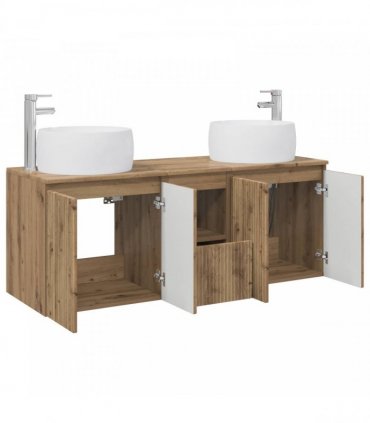 vidaXL Bathroom Cabinet Set 3 pcs Artisan Oak 129 x 44.5 x 80 cm