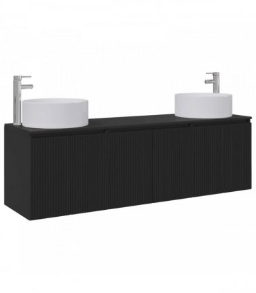vidaXL Bathroom Cabinet Set 3 pcs Black 161.5 x 44.5 x 80 cm