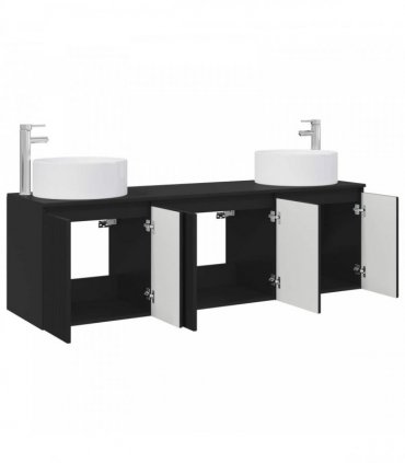 vidaXL Bathroom Cabinet Set 3 pcs Black 161.5 x 44.5 x 80 cm