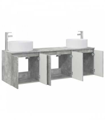 vidaXL Bathroom Cabinet Set 3 pcs Concrete Grey 161.5 x 44.5 x 80 cm