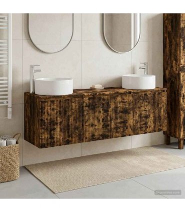 vidaXL Bathroom Cabinet Set 3 pcs Smoked Oak 161.5 x 44.5 x 80 cm