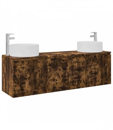 vidaXL Bathroom Cabinet Set 3 pcs Smoked Oak 161.5 x 44.5 x 80 cm