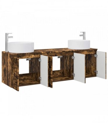 vidaXL Bathroom Cabinet Set 3 pcs Smoked Oak 161.5 x 44.5 x 80 cm