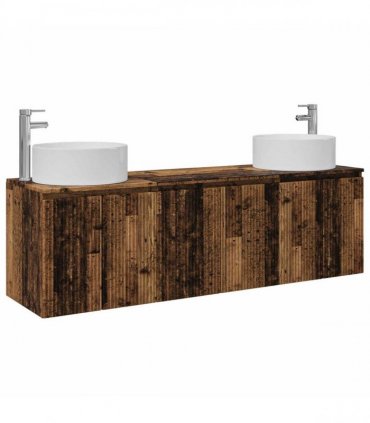 vidaXL Bathroom Cabinet Set 3 pcs Old Wood 161.5 x 44.5 x 80 cm