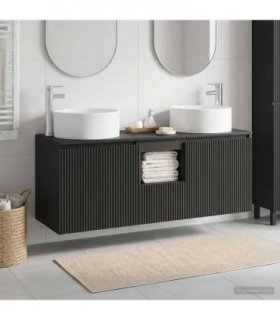 vidaXL Bathroom Cabinet Set 3 pcs Black 129 x 44.5 x 80 cm