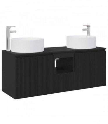 vidaXL Bathroom Cabinet Set 3 pcs Black 129 x 44.5 x 80 cm