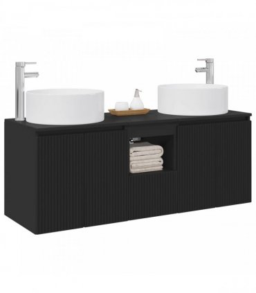 vidaXL Bathroom Cabinet Set 3 pcs Black 129 x 44.5 x 80 cm