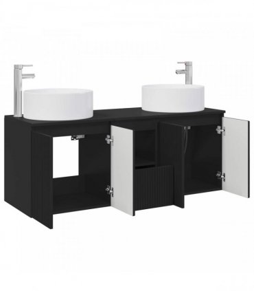 vidaXL Bathroom Cabinet Set 3 pcs Black 129 x 44.5 x 80 cm