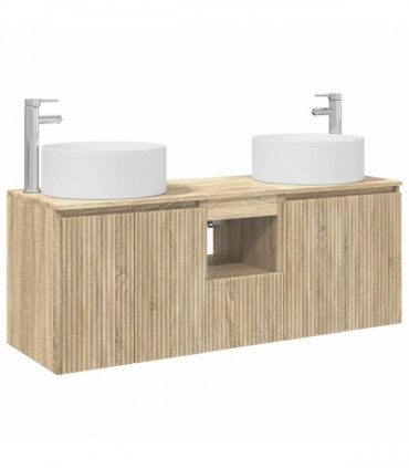 vidaXL Bathroom Cabinet Set 3 pcs Sonoma Oak 129 x 44.5 x 80 cm