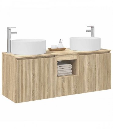 vidaXL Bathroom Cabinet Set 3 pcs Sonoma Oak 129 x 44.5 x 80 cm