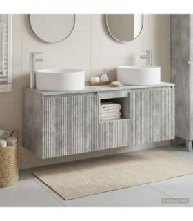 vidaXL Bathroom Cabinet Set 3 pcs Concrete Grey 129 x 44.5 x 80 cm