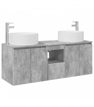 vidaXL Bathroom Cabinet Set 3 pcs Concrete Grey 129 x 44.5 x 80 cm