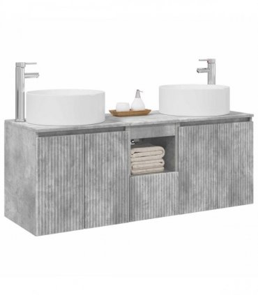 vidaXL Bathroom Cabinet Set 3 pcs Concrete Grey 129 x 44.5 x 80 cm