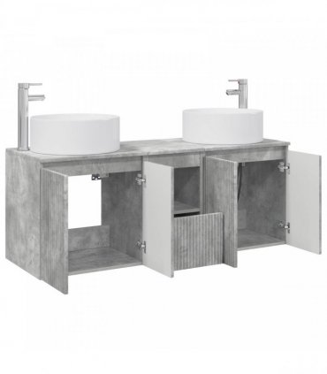 vidaXL Bathroom Cabinet Set 3 pcs Concrete Grey 129 x 44.5 x 80 cm