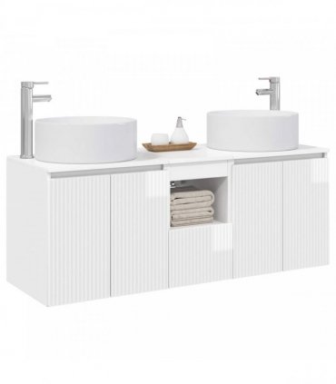 vidaXL Bathroom Cabinet Set 3 pcs High Gloss White 129 x 44.5 x 80 cm