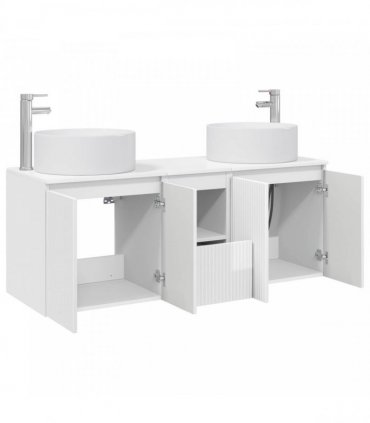 vidaXL Bathroom Cabinet Set 3 pcs High Gloss White 129 x 44.5 x 80 cm
