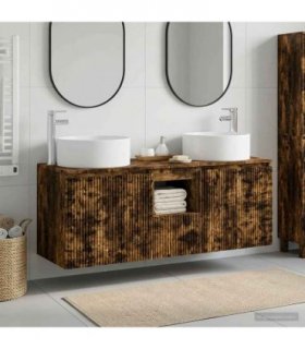 vidaXL Bathroom Cabinet Set 3 pcs Smoked Oak 129 x 44.5 x 80 cm