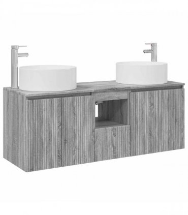 vidaXL Bathroom Cabinet Set 3 pcs Grey Sonoma 129 x 44.5 x 80 cm