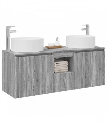 vidaXL Bathroom Cabinet Set 3 pcs Grey Sonoma 129 x 44.5 x 80 cm