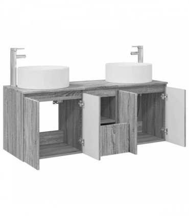 vidaXL Bathroom Cabinet Set 3 pcs Grey Sonoma 129 x 44.5 x 80 cm