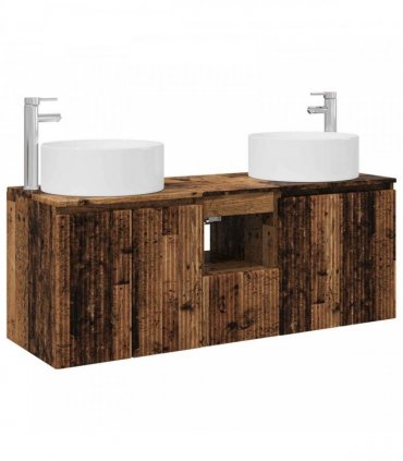 vidaXL Bathroom Cabinet Set 3 pcs Old Wood 129 x 44.5 x 80 cm