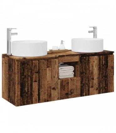 vidaXL Bathroom Cabinet Set 3 pcs Old Wood 129 x 44.5 x 80 cm