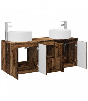 vidaXL Bathroom Cabinet Set 3 pcs Old Wood 129 x 44.5 x 80 cm