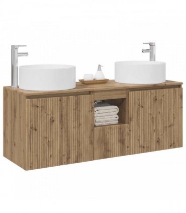 vidaXL Bathroom Cabinet Set 3 pcs Artisan Oak 129 x 44.5 x 80 cm