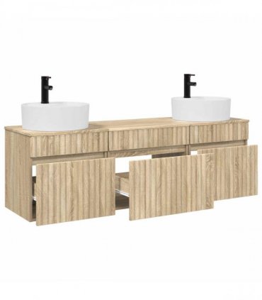 vidaXL Bathroom Cabinet Set 3 pcs Sonoma Oak 157 x 44.5 x 82 cm