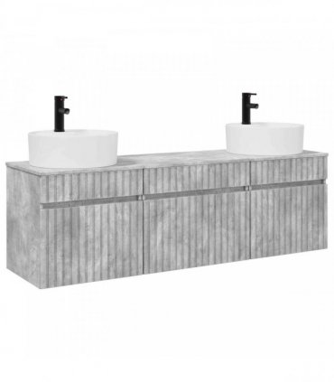 vidaXL Bathroom Cabinet Set 3 pcs Concrete Grey 157 x 44.5 x 82 cm