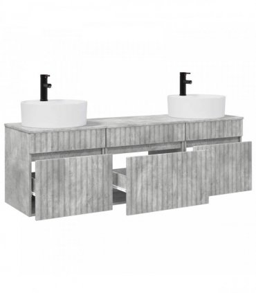 vidaXL Bathroom Cabinet Set 3 pcs Concrete Grey 157 x 44.5 x 82 cm