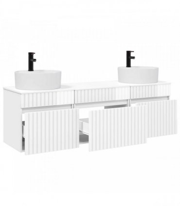 vidaXL Bathroom Cabinet Set 3 pcs High Gloss White 157 x 44.5 x 82 cm