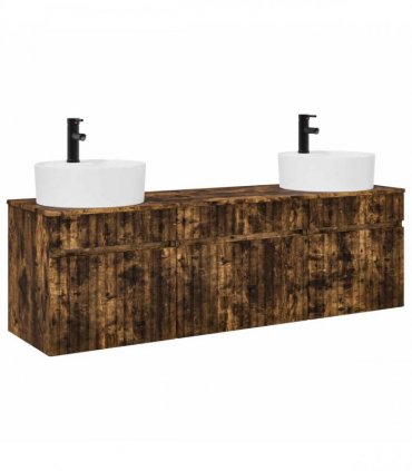 vidaXL Bathroom Cabinet Set 3 pcs Smoked Oak 157 x 44.5 x 82 cm