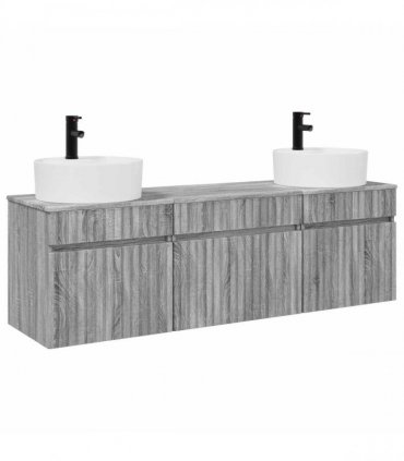 vidaXL Bathroom Cabinet Set 3 pcs Grey Sonoma 157 x 44.5 x 82 cm