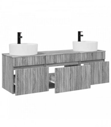 vidaXL Bathroom Cabinet Set 3 pcs Grey Sonoma 157 x 44.5 x 82 cm