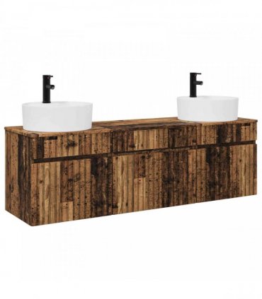 vidaXL Bathroom Cabinet Set 3 pcs Old Wood 157 x 44.5 x 82 cm