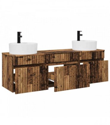 vidaXL Bathroom Cabinet Set 3 pcs Old Wood 157 x 44.5 x 82 cm