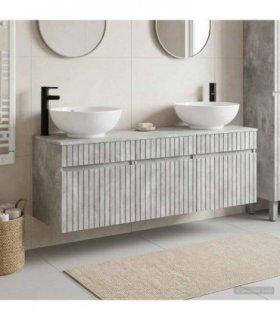 vidaXL Bathroom Cabinet Set 3 pcs Concrete Grey 157 x 44.5 x 80 cm