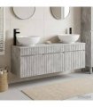 vidaXL Bathroom Cabinet Set 3 pcs Concrete Grey 157 x 44.5 x 80 cm