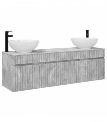 vidaXL Bathroom Cabinet Set 3 pcs Concrete Grey 157 x 44.5 x 80 cm