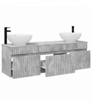 vidaXL Bathroom Cabinet Set 3 pcs Concrete Grey 157 x 44.5 x 80 cm
