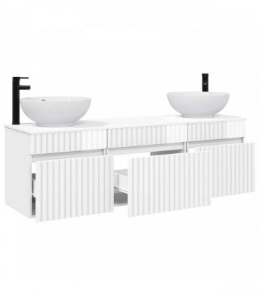 vidaXL Bathroom Cabinet Set 3 pcs High Gloss White 157 x 44.5 x 80 cm