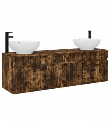 vidaXL Bathroom Cabinet Set 3 pcs Smoked Oak 157 x 44.5 x 80 cm