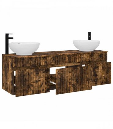 vidaXL Bathroom Cabinet Set 3 pcs Smoked Oak 157 x 44.5 x 80 cm