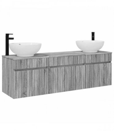 vidaXL Bathroom Cabinet Set 3 pcs Grey Sonoma 157 x 44.5 x 80 cm