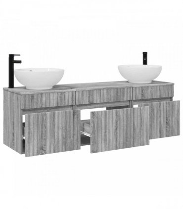 vidaXL Bathroom Cabinet Set 3 pcs Grey Sonoma 157 x 44.5 x 80 cm