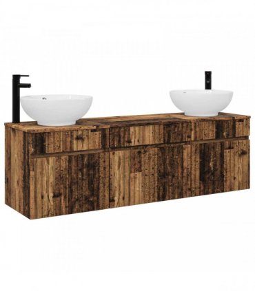 vidaXL Bathroom Cabinet Set 3 pcs Old Wood 157 x 44.5 x 80 cm