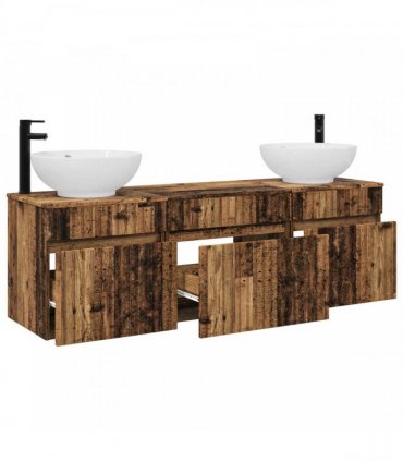 vidaXL Bathroom Cabinet Set 3 pcs Old Wood 157 x 44.5 x 80 cm