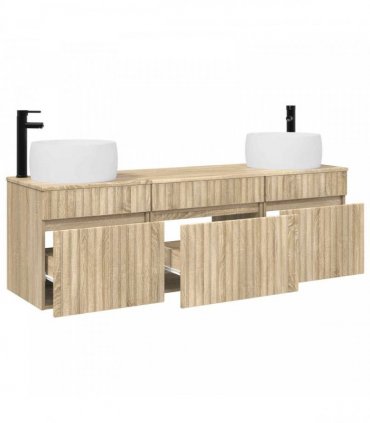 vidaXL Bathroom Cabinet Set 3 pcs Sonoma Oak 157 x 44.5 x 80 cm